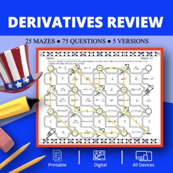 Preview of Patriotic: Derivatives REVIEW Maze Activity