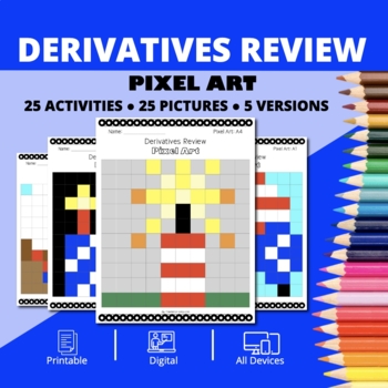Preview of Patriotic: Derivatives REVIEW Pixel Art Activity