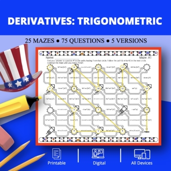Preview of Patriotic: Derivatives Trigonometric Maze Activity