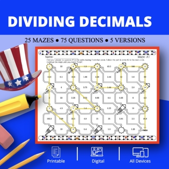 Preview of Patriotic: Dividing Decimals Maze Activity