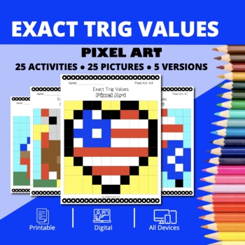 Preview of Patriotic: Exact Trig Values Pixel Art Activity