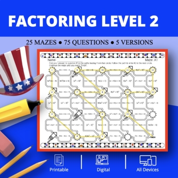 Preview of Patriotic: Factoring Level 2 Maze Activity