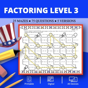 Preview of Patriotic: Factoring Level 3 Maze Activity