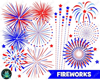 Preview of Patriotic Fireworks Clipart  - UZ932