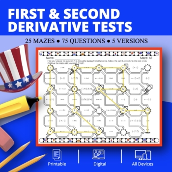 Preview of Patriotic: First & Second Derivative Tests Maze Activity