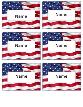 Preview of Patriotic Flag Themed Editable Name Tags Locker Labels Book Bin Cubby Classroom