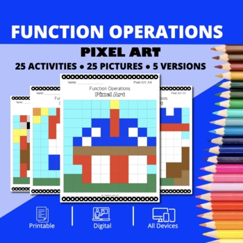 Preview of Patriotic: Function Operations Pixel Art Activity
