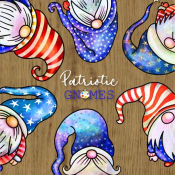 Preview of Patriotic Gnomes - Seasonal Watercolor Doodle Clipart Set