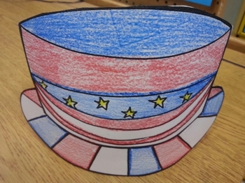 Preview of Patriotic Hat Pattern and US Constitution Tracing Activity