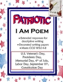 Patriotic I Am Poem 4-8 CCSS Descriptive Writing for Veter