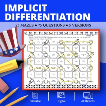 Preview of Patriotic: Implicit Differentiation Maze Activity