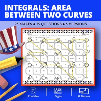 Preview of Patriotic: Integrals Area Between Curves Maze Activity