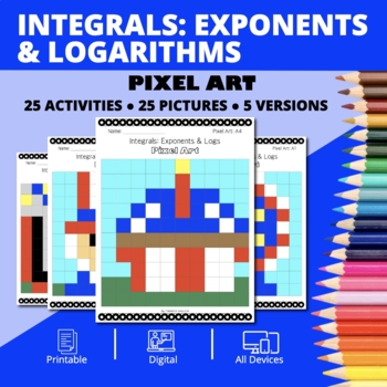 Preview of Patriotic: Integrals Exponents and Logs Pixel Art Activity