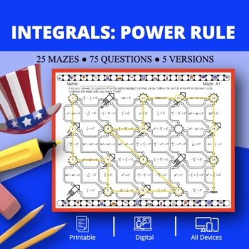 Preview of Patriotic: Integrals Power Rule Maze Activity