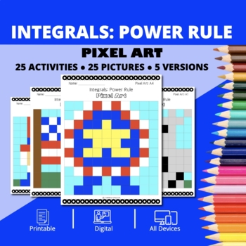 Preview of Patriotic: Integrals Power Rule Pixel Art Activity