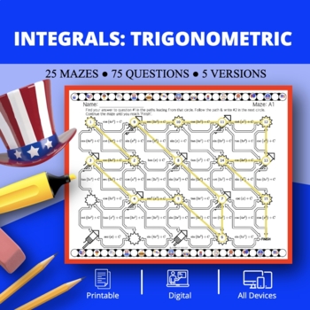 Preview of Patriotic: Integrals Trigonometric Maze Activity
