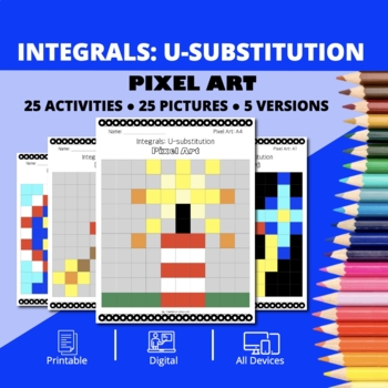 Preview of Patriotic: Integrals U-substitution Pixel Art Activity