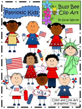 Preview of Patriotic Kids Clip Art {by Busy Bee Clip Art}