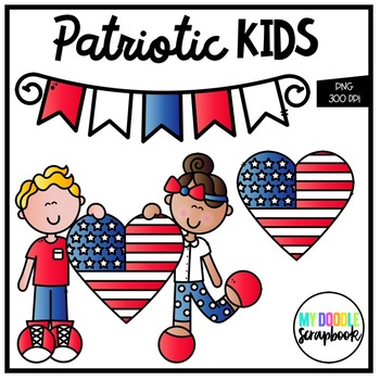Preview of Patriotic Kids FREEBIE (Clip Art for Personal & Commercial Use)