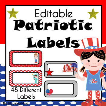 Preview of Editable Red White and Blue Labels