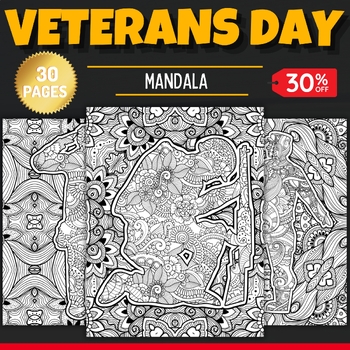 Preview of Patriotic Mandala Coloring Pages Veterans Day, Patriots Day, Army Coloring Pages