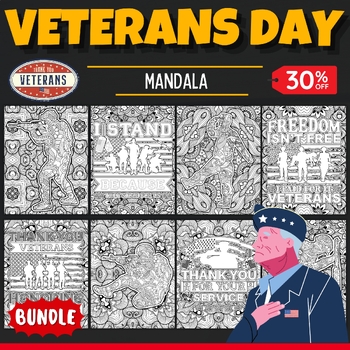 Preview of Patriotic Mandala Coloring Pages Veterans Day, Patriots Day, Army Coloring Pages