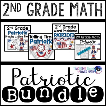 Preview of Patriotic Math Worksheets 2nd Grade Bundle