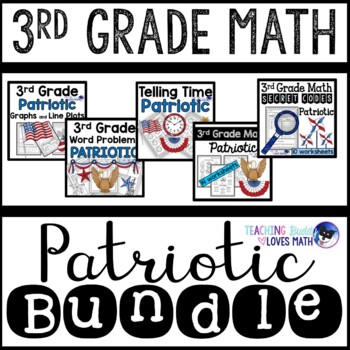 Preview of Patriotic Math Worksheets 3rd Grade Bundle