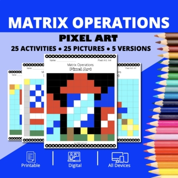 Preview of Patriotic: Matrix Operations Pixel Art Activity