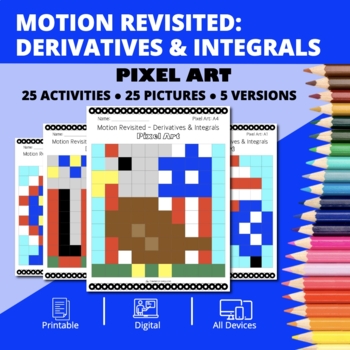 Preview of Patriotic: Motion Along a Line Revisited Pixel Art Activity