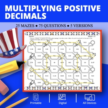 Preview of Patriotic: Multiplying Decimals Maze Activity