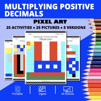 Preview of Patriotic: Multiplying Decimals Pixel Art Activity