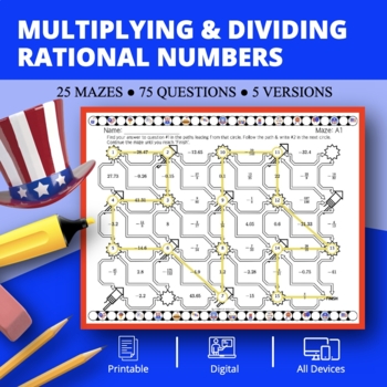 Preview of Patriotic: Multiplying & Dividing Rational Numbers Maze Activity