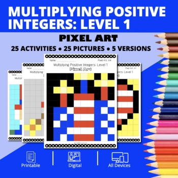 Preview of Patriotic: Multiplying Positive Integers Level 1 Pixel Art Activity