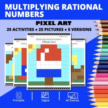 Preview of Patriotic: Multiplying Rational Numbers Pixel Art Activity