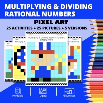 Preview of Patriotic: Multiplying and Dividing Rational Numbers Pixel Art Activity