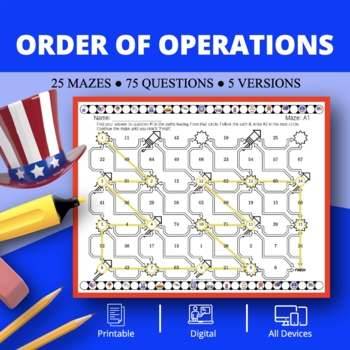 Preview of Patriotic: Order of Operations Maze Activity
