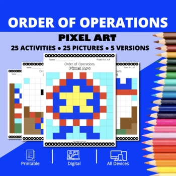 Preview of Patriotic: Order of Operations Pixel Art Activity