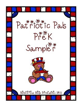 Preview of Patriotic Pals PreK Printable Sampler Learning Pack