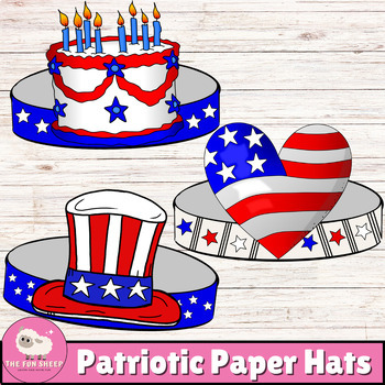 Preview of Patriotic Paper Hats | US Symbols Headbands Coloring Activity, SET OF 3