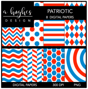 Preview of 12x12 Digital Paper Set: Patriotic [Ashley Hughes Design]