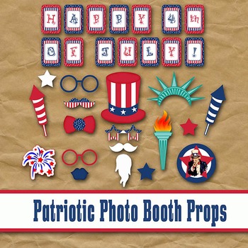 Preview of Patriotic Photo Booth Props and Decorations - Printable