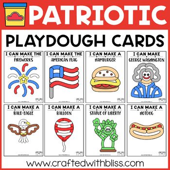 Preview of Patriotic Playdough Mats and Task Cards | Literacy and Fine Motor