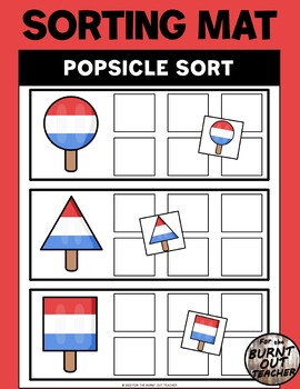 Preview of Patriotic Popsicle Shape Sort Visual Discrimination Sorting Binder Task Shapes