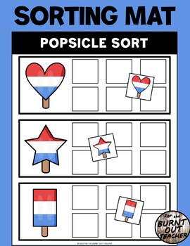 Preview of Patriotic Popsicle Shape Sort Visual Discrimination Sorting Binder Task Shapes