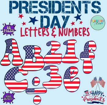 Preview of Patriotic Presidents Day Letters & Numbs Bulletin Board  Classroom Decor Letters