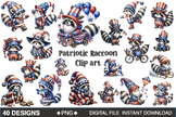 Patriotic Raccoon Watercolor Clipart