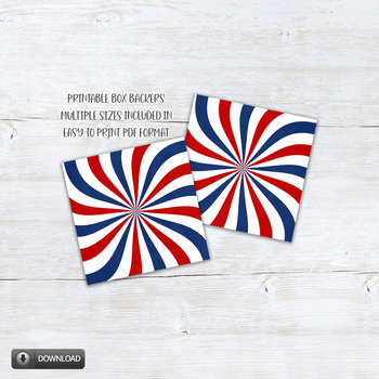 Preview of Patriotic Red White Blue 4th of July Memorial Day Cookie Gift Box Backers