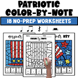 Patriotic Rhythm Color-by-Note Activities for Elementary Music