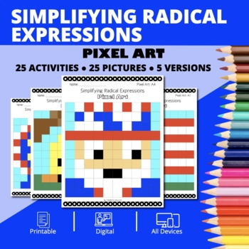 Preview of Patriotic: Simplifying Radical Expressions Pixel Art Activity